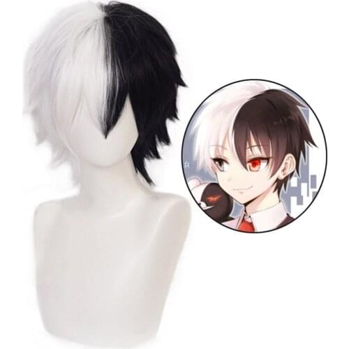 Danganronpa Monokuma Short Wig Cosplay Costume Dangan Ronpa Heat Resistant Synthetic Hair Men Women Cosplay Party Role Play Wigs