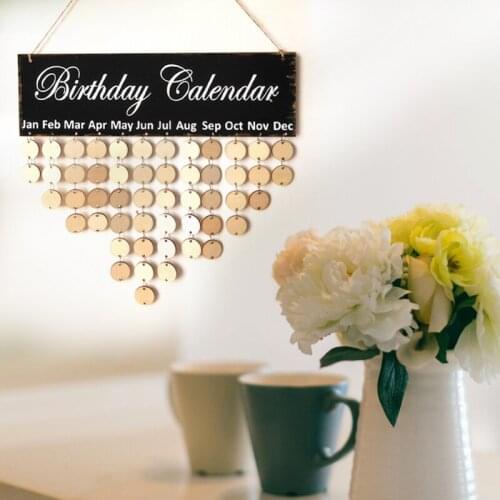 Hot 1PC Family And Friends Wooden Birthday Reminder Calendar Birthday Tracker Wall Hanging Plaque Board Sign DIY Home Decoration