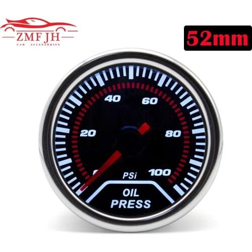 2" 52mm LED Car Gauge 0-100PSI Auto Oil Pressure Gauge Racing Car Modification Oil Pressure Gauge with Pointer