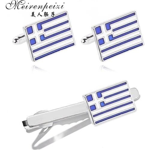 Meirenpeizi Tie Clip Wedding Groom High Quality Cuff Links French Shirt Square Cylinder Men Jewelry Business Clips & Cufflinks