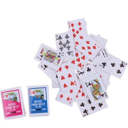 Cute 1:12 Miniature Games Poker Mini Playing Cards Miniature For Dolls Accessory Home Decoration 16x11mm