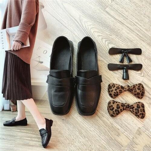 Ins Korea Fashion Shoes JK Uniform Shoes PU Leather Tassel Leopard Daily Shoes Low Heel Free Shipping