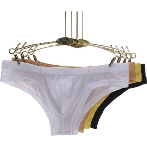 Mens Sexy Transparent Low-Waisted Breathable Bulge Pouch Underpants Briefs High Quality Soft Comfortable Thong