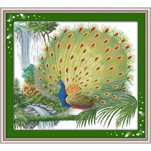 Joy Sunday Cross Stitch Kits The Peacock Spreads Its Tail Patterns 14CT 11CT Counted Cross Stitch Handmade Embroidery Needlework