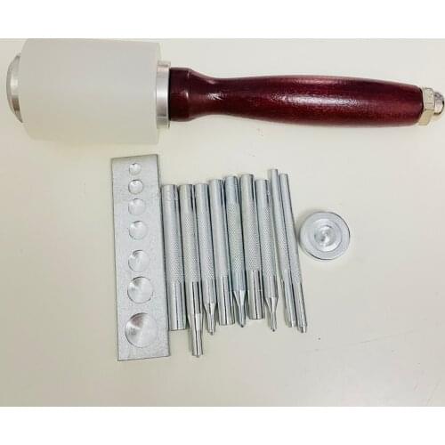 Set of 11 Craft Tool Die Punch Snap Rivet Setter Base Kit For DIY Leather Craft With Hammer