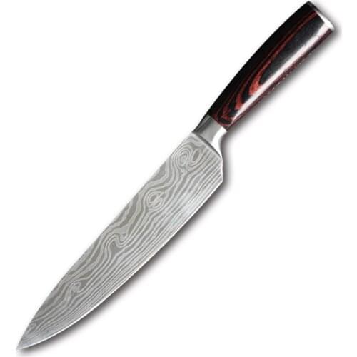 High quality 8 inch Chef Knife Damascus Laser Pattern Utility Chef Knife EDC Cleaver Filleting Best Kitchen Tool