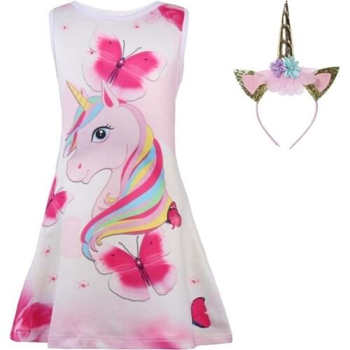 Baby Girl Unicorn Dress Christmas Halloween Costume Birthday Party Princess Dresses for Girls Kids Vest Sleeveless Clothes 4-10Y