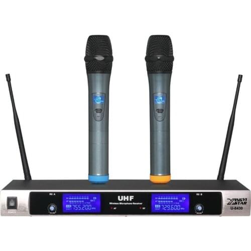 Professional UHF Wireless Microphone System Dual Channel Handheld Mic With Receiver Cordless Mike For Karaoke Conference Singing