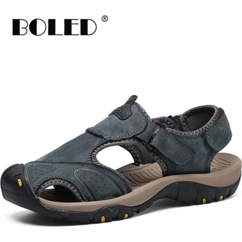Genuine Leather Soft Men Sandals For Men Shoes Breathable Light Beach Summer Shoes Casual Quality Walking Sandals Dropshipping