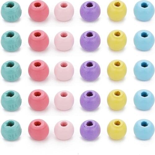 SAUVOO 100pcs Natural Wood Beads 6mm 8mm 10mm Wooden Loose Spacer Charm Bead Wholesale for DIY Necklace Jewelry Making Findings