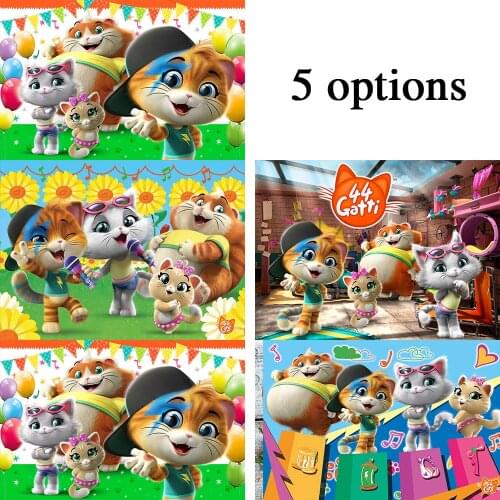 Sensfun Cartoon Child Birthday Party Photo Backdrop 44 Cats Theme Background Photography Studio Customize Name Banner Photocall