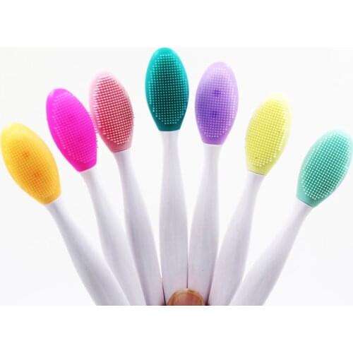 Silicone Exfoliating Lip Cleaning Makeup Brush Double-sided Soft Lip & Nose Scrub Brush Face Skin Care Cleansing Blackhead Tools