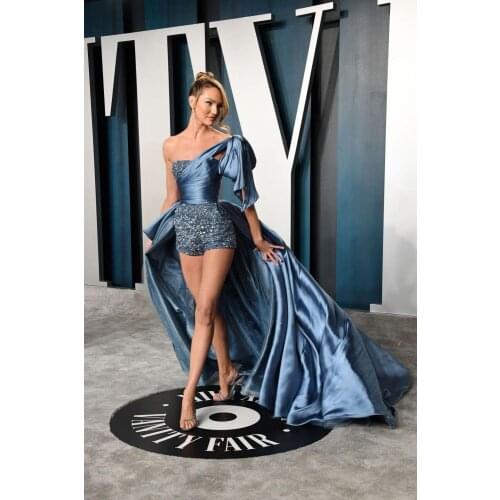 Sexy Celebrity Dresses Sheath One-shoulder Beaded Crystals Long Famous Formal Red Carpet Dresses