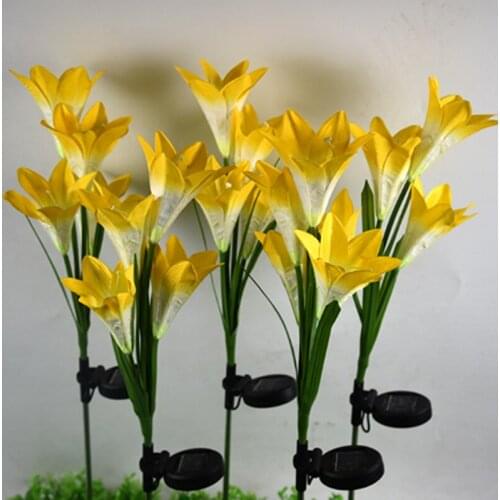 2PCS Solar Powered Garden Light Outdoor Waterproof Change Lighting Lily Flower Led Fairy Light Lawn Lamp Christmas Decor