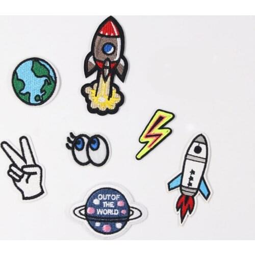 Fabric Embroidered Rocket Eye Patch Cap Clothes Stickers Bag Sew Iron On Applique DIY Apparel Sewing Clothing Accessories BU154