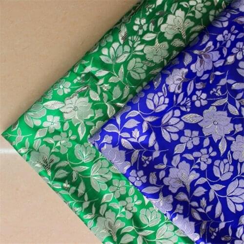 CF442 100*150cm Green/Blue Peony Florals Metallic Jacquard Brocade Fabric Chinese Festival Wedding Dress Qipao DIY Materials