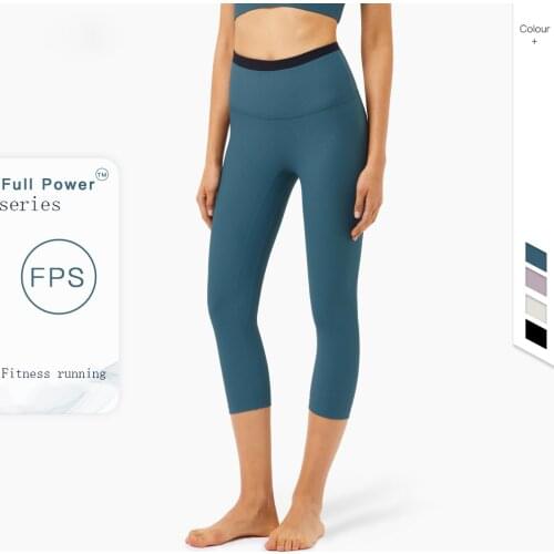 New Ribbed Pit Strip Fabric Sport Leggings Women Push Up Tights High Waist Lulu Yoga Pants Booty Leggings Fitness Cropped Pants