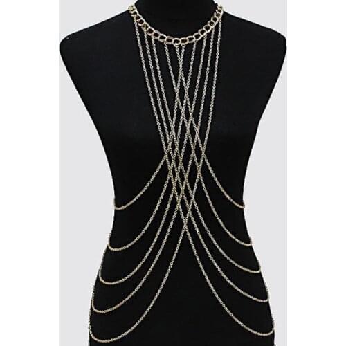 Body Bra Jewelry Sexy Chest Chain Bikini Fashion Waist Chain Summer Gift for Women Girl Multilayer Necklace Belly Beach Cross