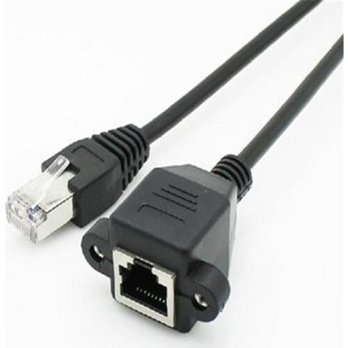 1pcs 30cm 8Pin RJ45 Cable Male to Female Screw Panel Mount Ethernet LAN Network 8 Pin Extension Cable