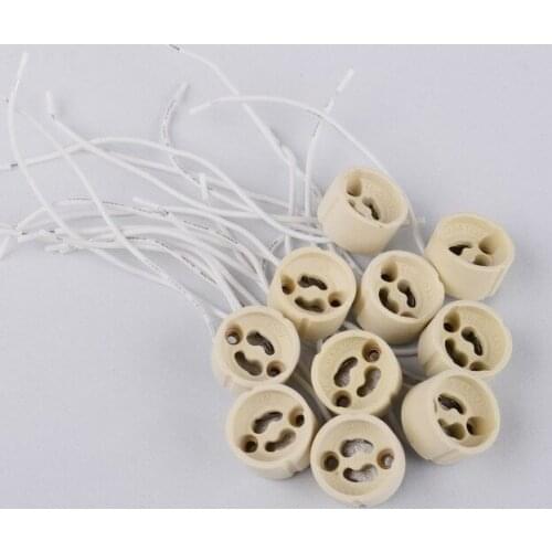 10pcs/lot, GU10 lamp led bulb base holder Socket base LED Lamp aging test holder GU10 fitting Silicon cable for led spotlight