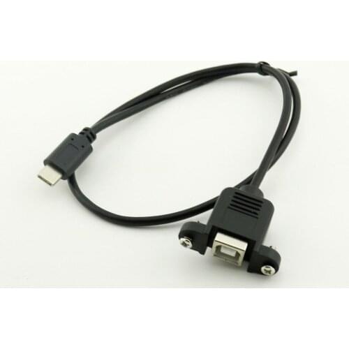 1x USB 2.0 B Female Socket Printer Panel Mount To USB 3.1 Type C 3.1 Male Data Charging Connector Cable 50cm/1.5ft