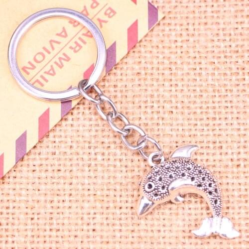 20pcs New Fashion Keychain 33*26 mm dolphin ocean sea Pendants DIY Men Jewelry Car Key Chain Ring Holder Souvenir For Gift