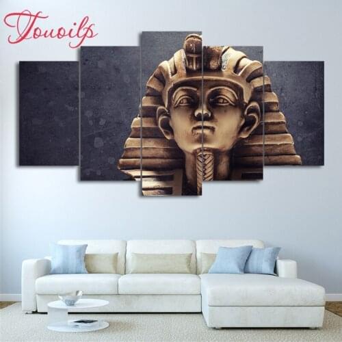 DIY Full Square&round 5pcs Egyptian Pharaohs Statue Diamond Painting Combination diamond Embroidery Mosaic Home Decor painting