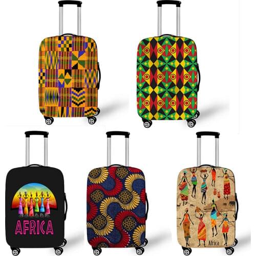 African Printed luggage cover women suitcase protective covers anti-dust Waterproof Elastic travel trolley case cover