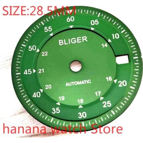 BLIGER 28.5mm premium watch accessories new green digital dial mens watch for Eta 2824/2836 Miyota 8215/8205/821a