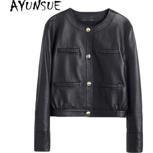 AYUNSUE 2021 Real Sheepskin Jackets Women Leather Coats Famale New Short High Qunality Autumn Chamarra De Piel Para Mujer SQQ15