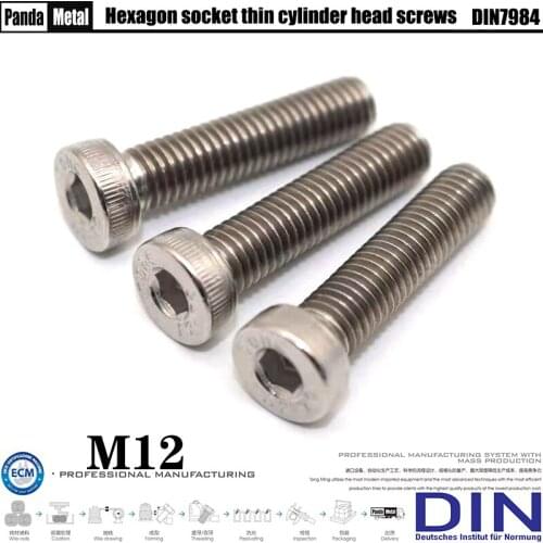 304 stainless steel short head bolts DIN7984 hexagon socket thin head screws, German standard short head hexagon screws M12A2-70