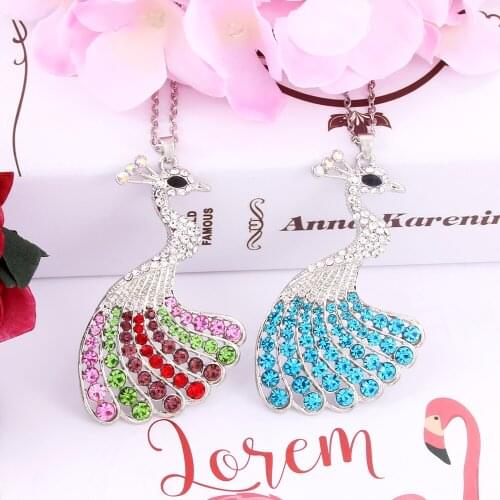 Full Zircon peacock Necklace Charm Crystal Vintage Choker Cute Pendant Torque Sweater Necklace Flawless Ornaments Necklaces