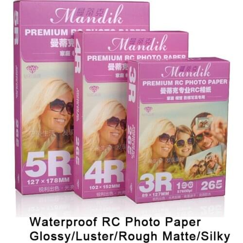 3r 4r 5r 100 Sheets / Pack 265g Rc Gloss Rough Matte Waterproof Inkjet Printer Photo Paper 6 Inch Photo Paper Office Paper