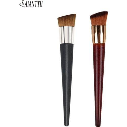 SAIANTTH New single Cone wood handle makeup brushes Oblique flat foundation BB cream brush essential tool Comfortable maquiagem