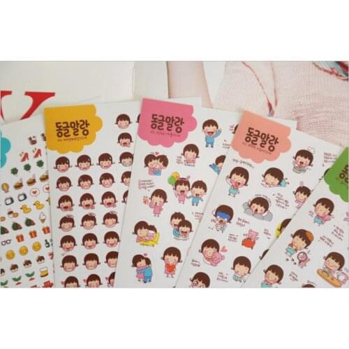 6pcs Korean girl sticker Kawaii DIY Scrapbook Phone Decoration Diary Planner Journal Scrapbook Notebook Ablums Decorative