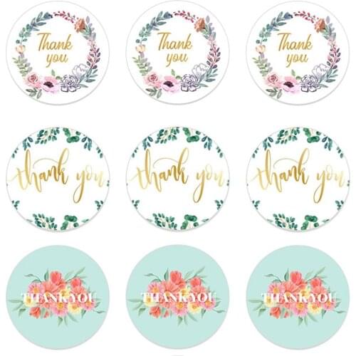 24/48pcs Thank You Love Design Sticker Labels Seals Flowers Handmade Diary Scrapbooking Sticker Gift Decorations Festival Labels