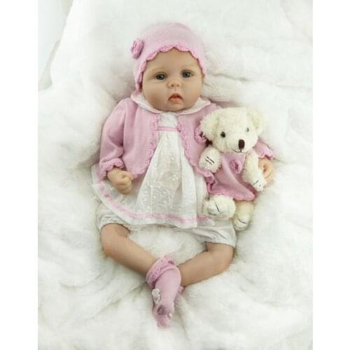 Reborn baby dolls 22 inch soft touch Handmade Pink sweater doll newborn girl bebe reborn bonecas kids toy gift