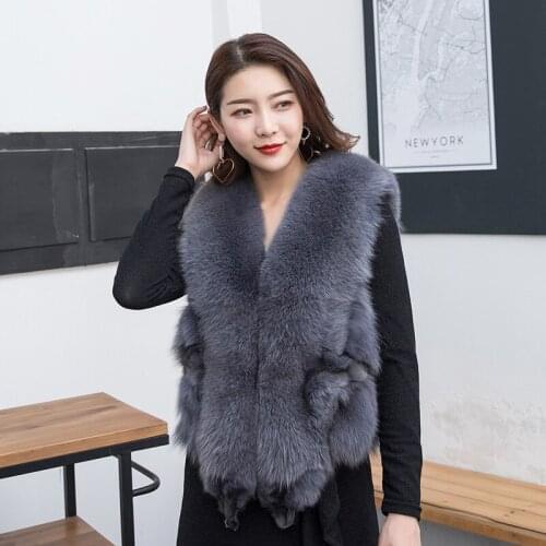 2020 New Spring And Autumn Fox Fur Whole Leather Short Vest Autumn And Winter Fur One Mid-length Fur Vest
