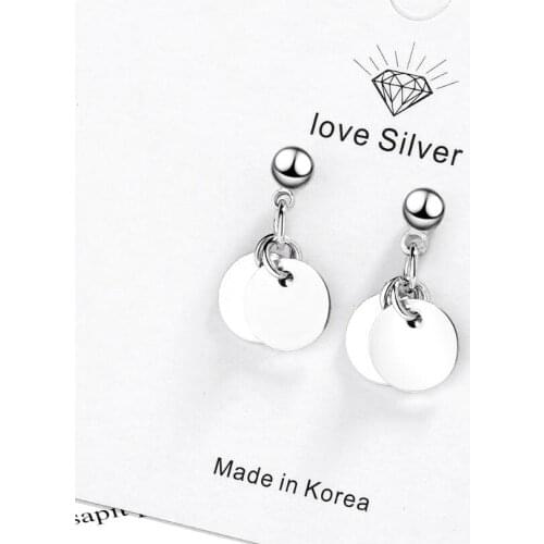 New Round Sequins Stud Earrings For Women Girls Trend Creative 925 Sterling Silver Party Gifts Jewelry Accessories SAE438