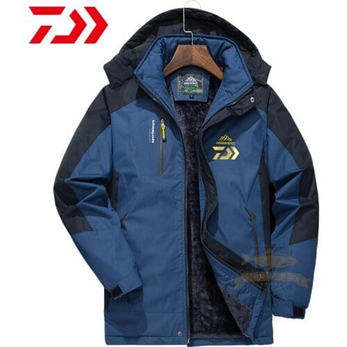 Daiwa Winter Autumn Men Fishing Clothing Waterproof Plus Velvet Keep Warm Fishing Clothing Outdoor Sport Travel Fishing Jacket
