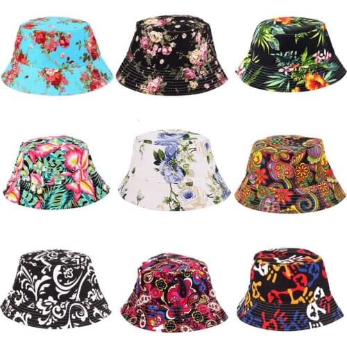 Women Hat Caps Summer Men Bucket Hat Holiday Beach Outdoor Flat Cap Male Floral Sun Hat Fishing Hats Hip Hop Panama Cap