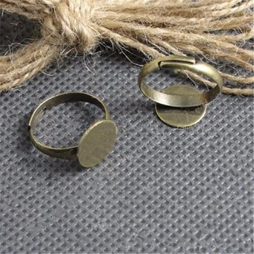 RONGQING 50pcs/lot Antique Bronze Round Ring Cabochon Settings 10mm DIY Jewelry Making