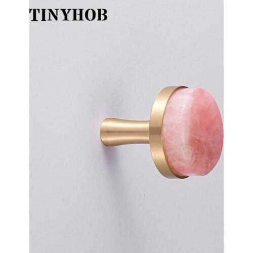Pink Natural Crystal Handle/Hook Brass Drawer Pull Cabinet Wardrobe Wihte Knob Small Furniture Handle