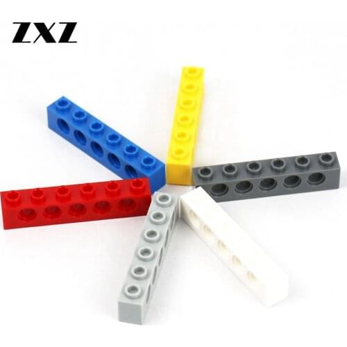 100pcs/lot Building Blocks Technical Brick 1 x 6 with Holes Beam 1 x 5 Mechanical Accessories MOC Crane Truck Parts 3894