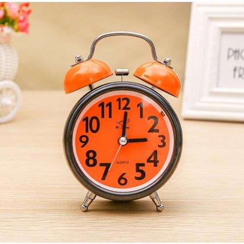 3 Inch Luminous Stainless Metal Ultra Quiet Needle Walking Table Desk Alarm Clock for Kids Children School Girls Stylish Clock