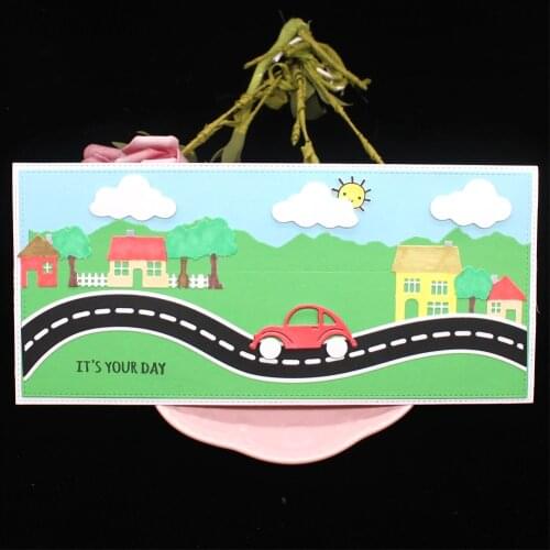 KSCRAFT Road Strip Slimline Border Metal Cutting Dies Stencils for DIY Scrapbooking Decorative Embossing DIY Paper Cards
