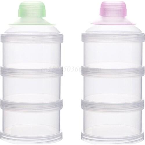 3-layers Baby Food Storage Box Infant Milk Powder Container Essential Cereal Snacks Case for Outdoor Camping Travel