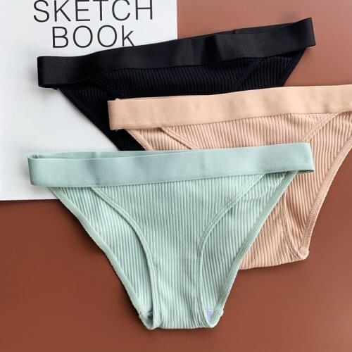 3Pcs Womens Panties Cotton Seamless Comfort Femme Lingerie Sweet Striped Womens Underwear Sexy Womens Thongs ladies Briefs