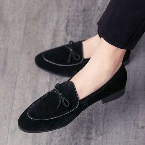 Pointed Toe Mens Dress Shoes Genuine Leather Luxury Wedding Shoes tassel Men Flats Office wedding party Formal Shoes