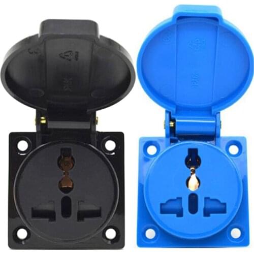 Universal Black White Blue 10A 250V IP44 CE EU US UK Multifunction Outdoor Industry Waterproof AC Outlet Power Receptacle Socket